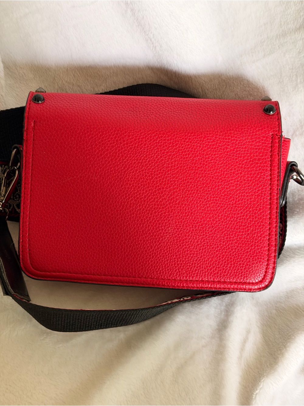 MERSI Red Studded Leather Crossbody Bag with Decorative Strap - Picture 2 of 8